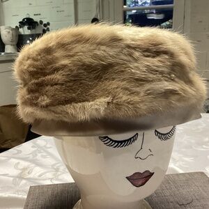 BLONDE MINK PILL BOX HAT SATIN TOP
